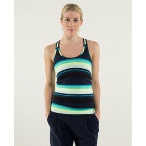 Lululemon cool racerback‎ Navy, yellow white size 4